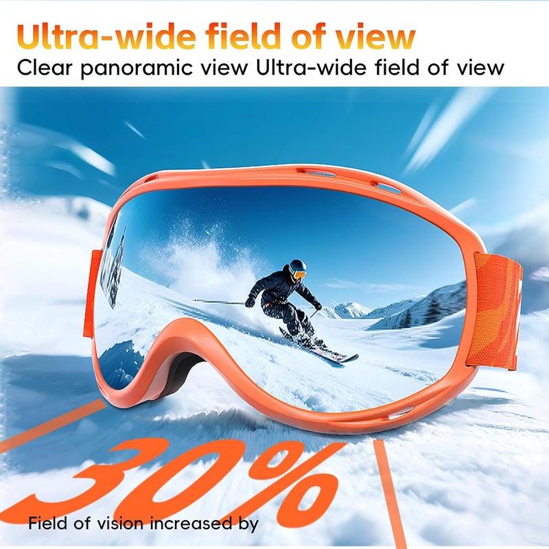 IPOA -Spherical Ski Goggles – PC Lens, TPU Frame, UV400 Protection, Anti-Fog Inner Lens, Snowboard & Skiing Eyewear - Image 2